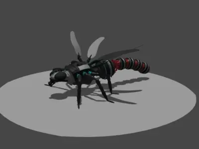 Dragonfly rig with animation blend file Free 3D model