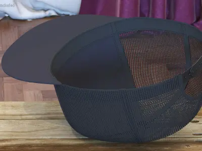Flat Brim Trucker Hat Mesh Back 3D model