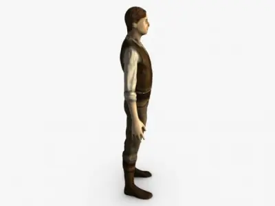 Low poly mercenary man in outfit 3D model