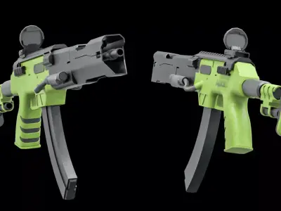 Futuristic AK Style Rifle Game Ready Gun Asset  Low-poly 3D model