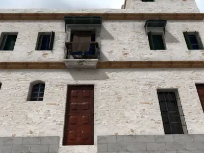 Old High-Quality 3D Colonial House Low-poly 3D model