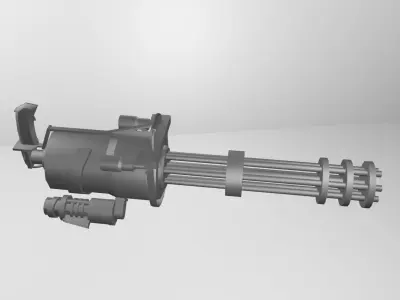 Minigun Low Poly grenade launcher Low-poly 3D model