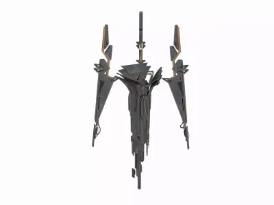 Future sci-fi aerial signal tower 3D model