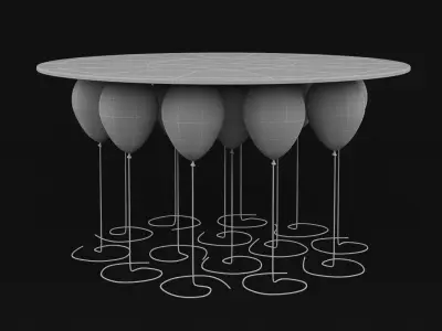 Balloon glass table with balloons Free 3D model