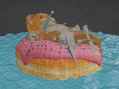 Donut cat Free low-poly 3D model