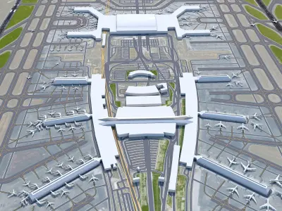 Guangzhou Baiyun International Airport 12km Low-poly 3D model