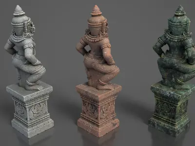 Ancient Khmer Statue17-250523 Low-poly 3D model