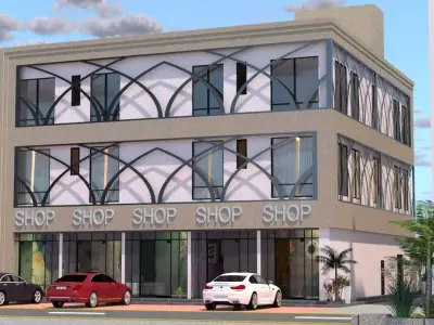 Modern Mixed Use Commercial Building A23 DWG SketchUp 3D model