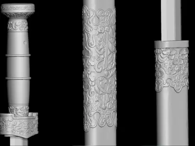 Realistic High Poly Japanese Katana 3D Model 3D model