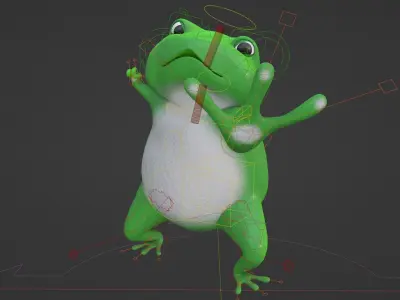 3d cartoon frog with rig Free 3D model