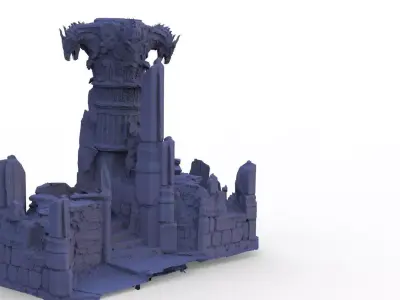 Castle stone Ruin Rocks With Dragon Pillar 3D model