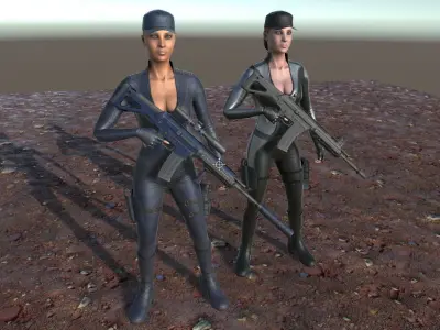 Customizable Female Soldier Modern Style Low-poly 3D model