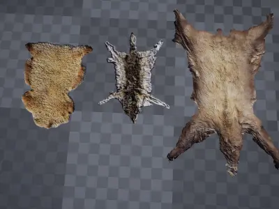 Low Poly Animal Pelts Low-poly 3D model