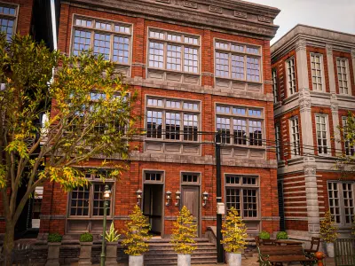 MODULAR BUILDING WITH INTERIOR KITBASH 01 Low-poly 3D model