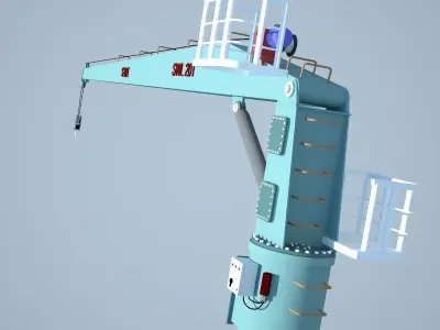 Ships deck crane 3D model
