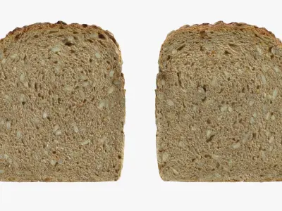 A Slice of Sunflower Seed Bread 3D model