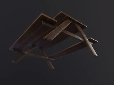 Picnic Table 3D Model Low-poly 3D model purchase