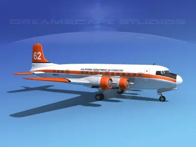 Douglas DC-6 California Dept Forrestry 3D model