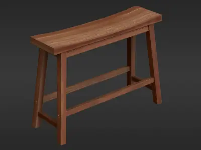 Wooden Bench Free low-poly 3D model 2