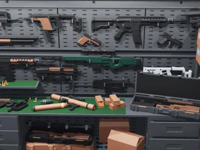 Poligonal Weapon Rack Low-poly 3D model