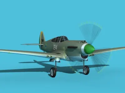 Curtiss P-40B Tomahawk V08 Brazil 3D model