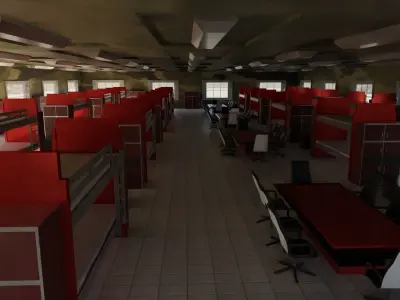 Military Dormitory Low-poly 3D model