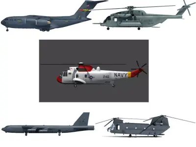 Set of 5 Military Aircrafts 3D model