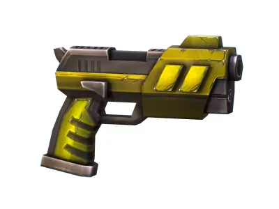 LowPoly SciFi Cartoon Pistol Gun Low-poly 3D model