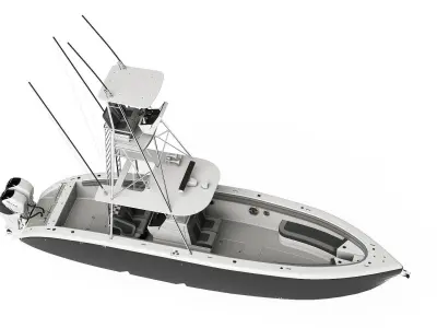 Sport fishing boat Black 3D model