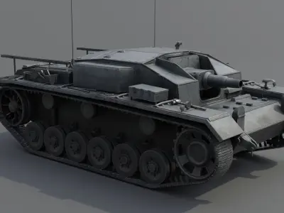 StuG III E Assault Gun Low-poly 3D model
