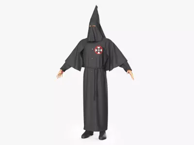 Character Ku Klux Klan in Black Suit and Mask 3D model