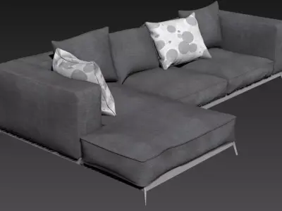 3dsofa sectional sofa with pillows Free 3D model