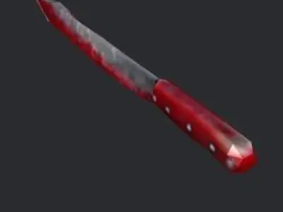 PS2 Style Low Poly Knife With Blood Free low-poly 3D model