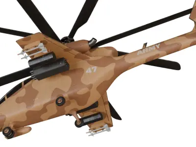 Attack helicopter desert camo dual rotor 3D model