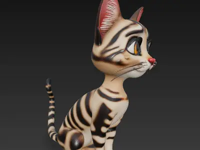 Cat Realistic 3D Model Basic - Low Poly Realistic Low-poly 3D model