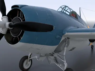 F4F-4 9-GF-7 - Not rigged Low-poly 3D model