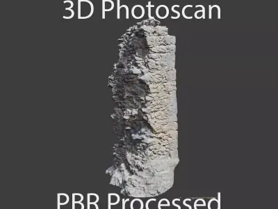 Castle Wall Pillar ruins PBR Scanned Low-poly 3D model