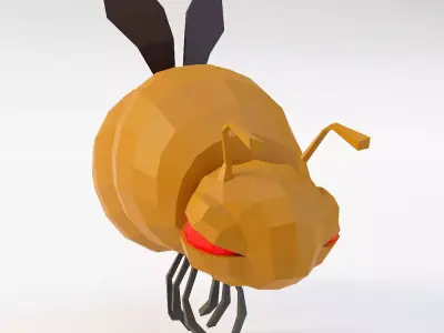 Bee cartoon 3d model  Low-poly 3D model