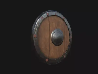 low poly shield wooden Free low-poly 3D model
