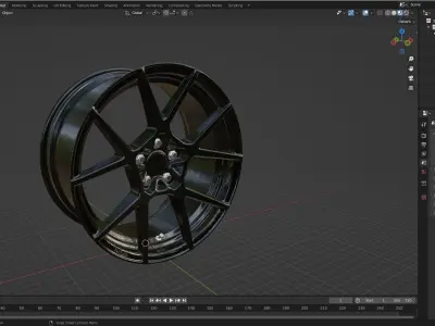 Rotiform KPS Wheel Matte Black With Gloss Black Windows Low-poly 3D model