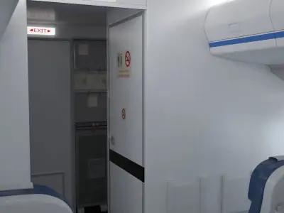Airplane cabin 109 seats V2 3D model