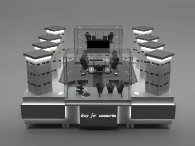 Mall kiosk vray Low-poly 3D model