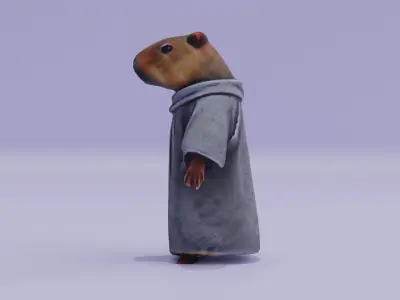 Capybara Humanoid Character Wear Robe Free low-poly 3D model
