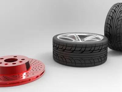 Tire Rim and diskv2 Free 3D model