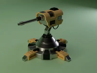 Combat laser turret Free low-poly 3D model