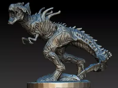 XenoRex xenomorph alien statue with base  3D model