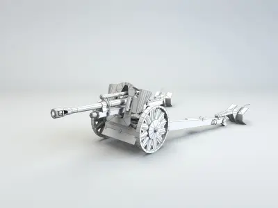 Low Poly 10 5 cm leichte Feldhaubitze Anti Tank Gun Low-poly 3D model
