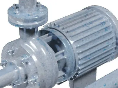 Metallic Borewell Pump Low-poly 3D model