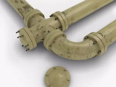 Industrial Pipes Low-poly 3D model