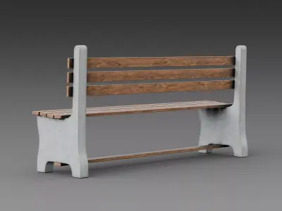 Rustic Concrete Bench 3D model
